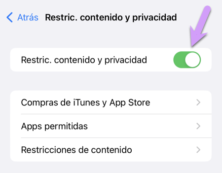 Bloquear un iPhone: haga clic para habilitar Restricciones de contenido y privacidad