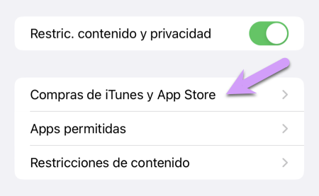 Bloquear un iPhone: Restricciones de contenido y privacidad > Compras en iTunes y App Store