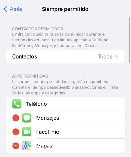 Bloquear un iPhone: La configuración Siempre permitida le permite elegir aplicaciones que no están sujetas a restricciones de programación de tiempo de inactividad