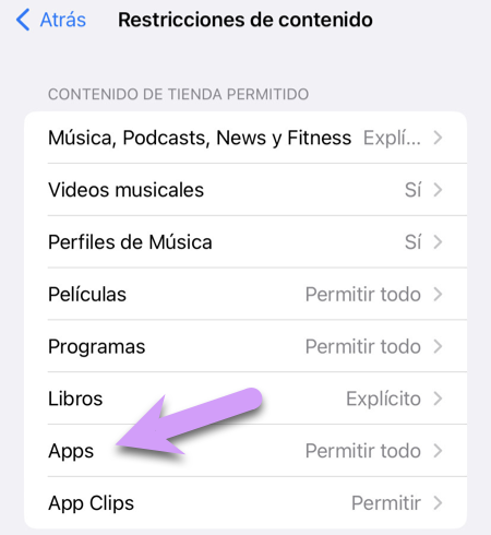 Bloquear un iPhone: la sección 'Apps' de Restricciones de contenido tiene que ver con las clasificaciones de edad de las aplicaciones