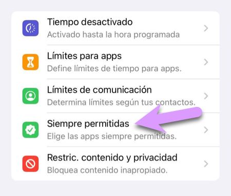Bloquear un iPhone: Siempre permitido le permite especificar aplicaciones no sujetas a tiempo de inactividad
