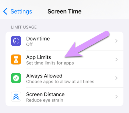 locking down an iPhone: App Limits settings