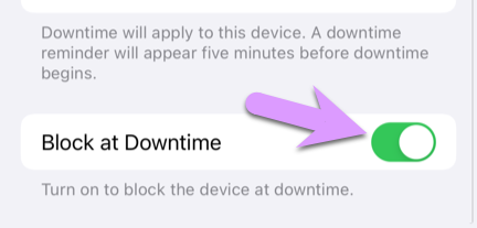 locking down an iPhone: be sure to turn on 'Block at Downtime', or else Downtime limits can be overridden by your child