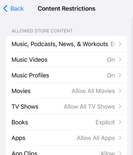 locking down an iPhone: Screen Time > Content & Privacy Restrictions > Content Restrictions
