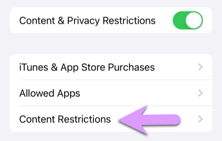 locking down an iPhone: Content Restrictions, where many of the most important settings live