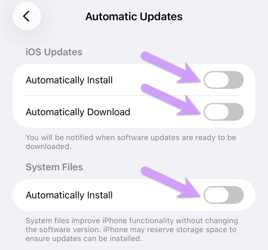 how to block explicit images in maps: disable automatic iOS software updates