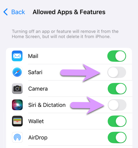 locking down an iPhone: disable apps that Apple doesn't let you delete