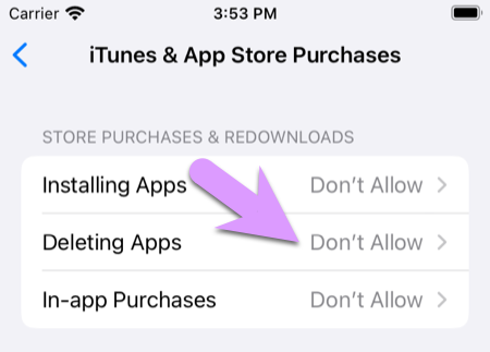 what you forgot locking down your kid's iPhone: then re-disable deleting apps