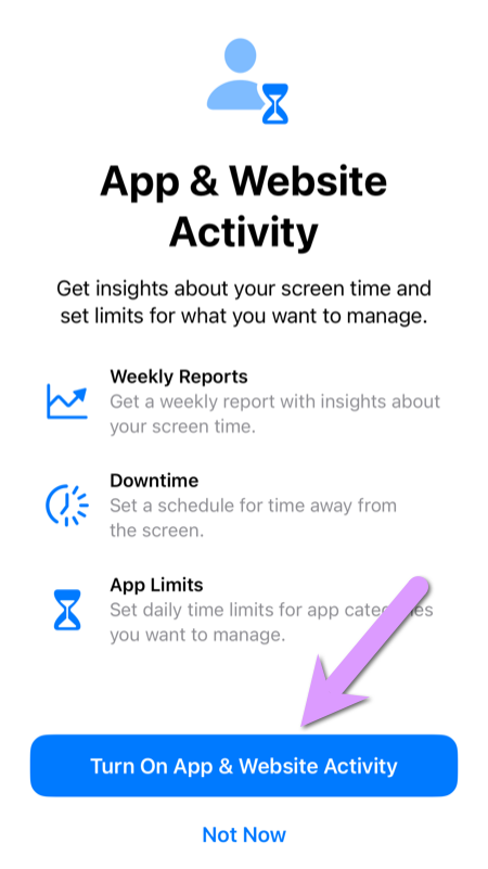 locking down an iPhone: Turn on App & Website Activity to access all of Screen Time's controls