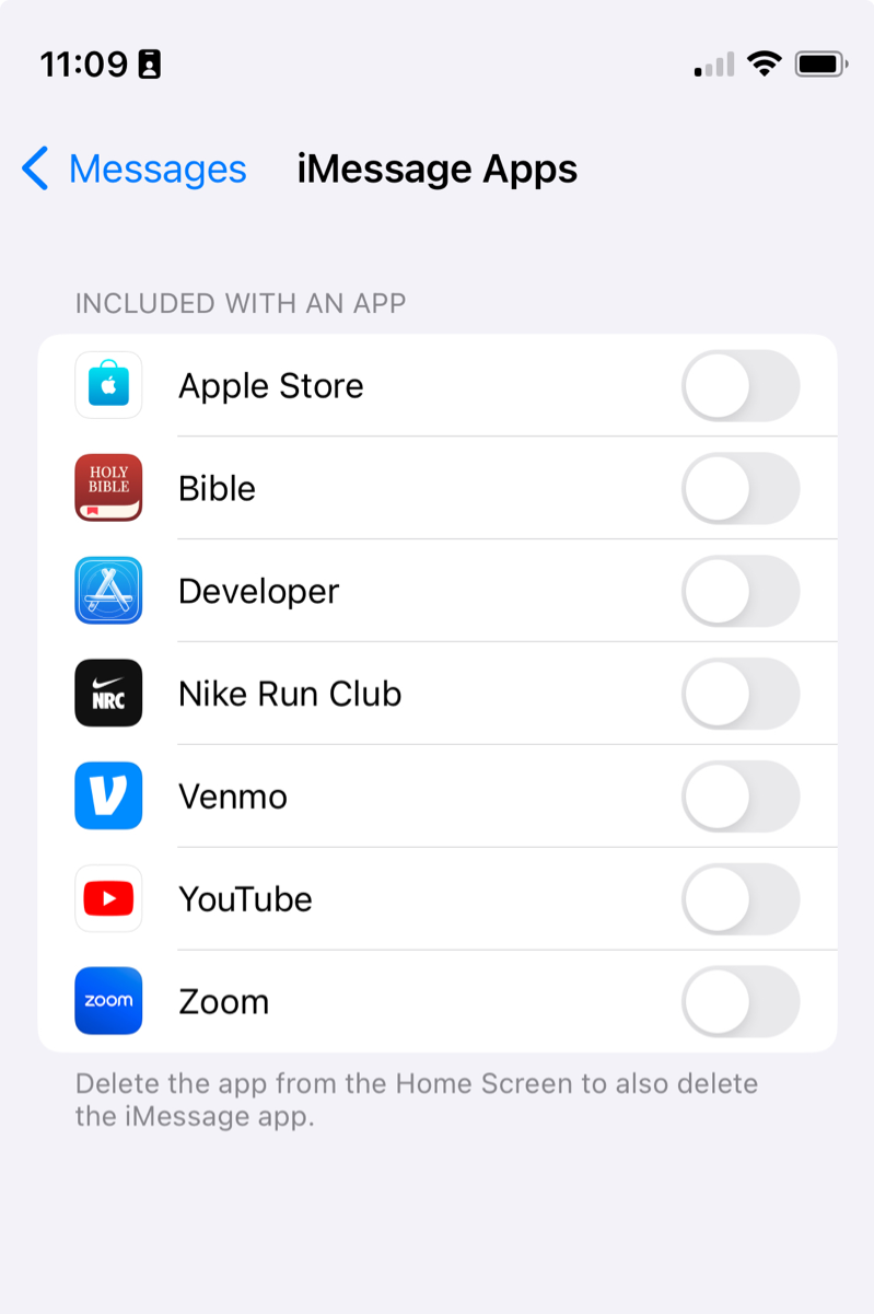 Apple iMessage apps can't be removed in iOS 17
