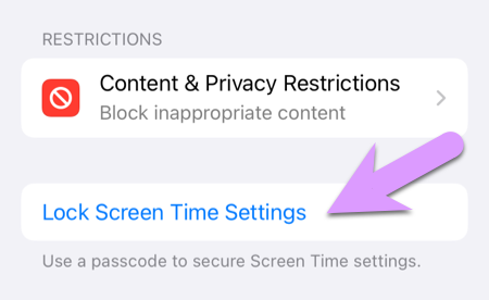 locking down an iPhone: Lock Screen Time Settings