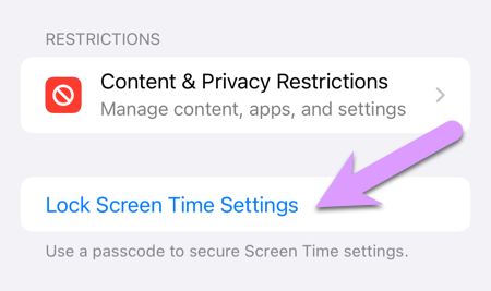 locking down an iPhone: Lock Screen Time Settings