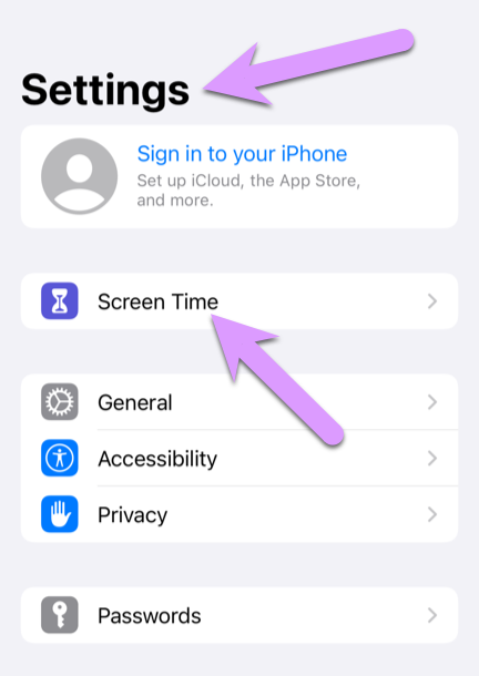 locking down an iPhone: start at 'Settings' -> 'Screen Time'