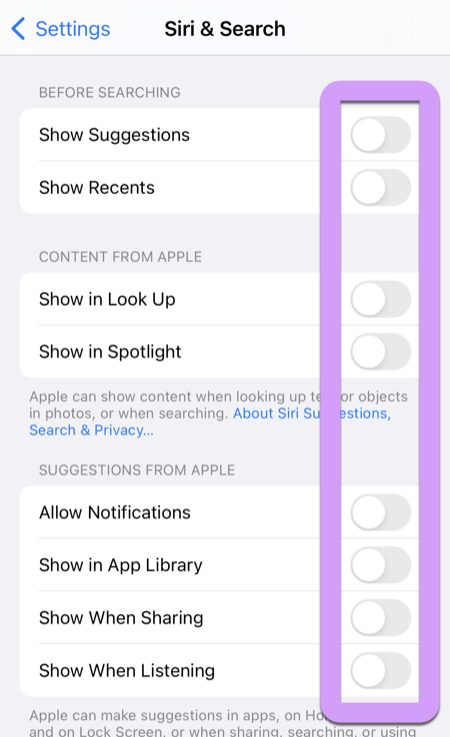 locking down an iPhone: disable all Siri system integrations for safety