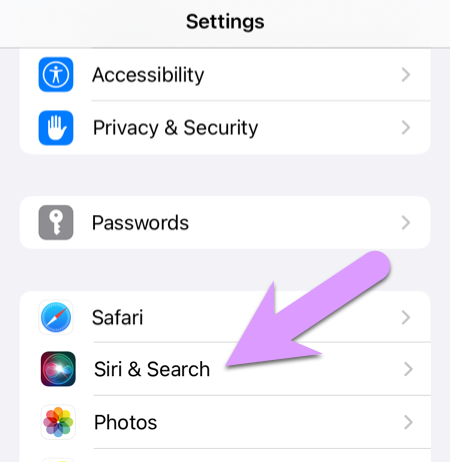 what you forgot locking down your kid's iPhone: now you can see "Siri & Search" in the main Settings app