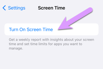 locking down an iPhone: tap to turn onn Screen Time