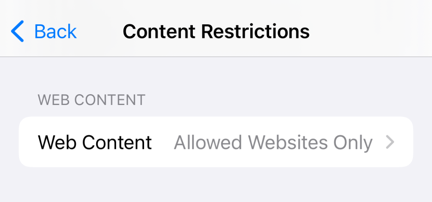locking down an iPhone: Content Restrictions > Web Content
