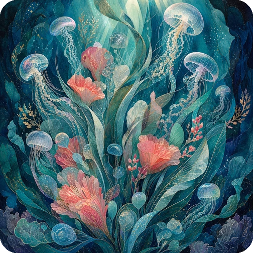 Artwork for the fictional album Tide Bloom by Mira Saint