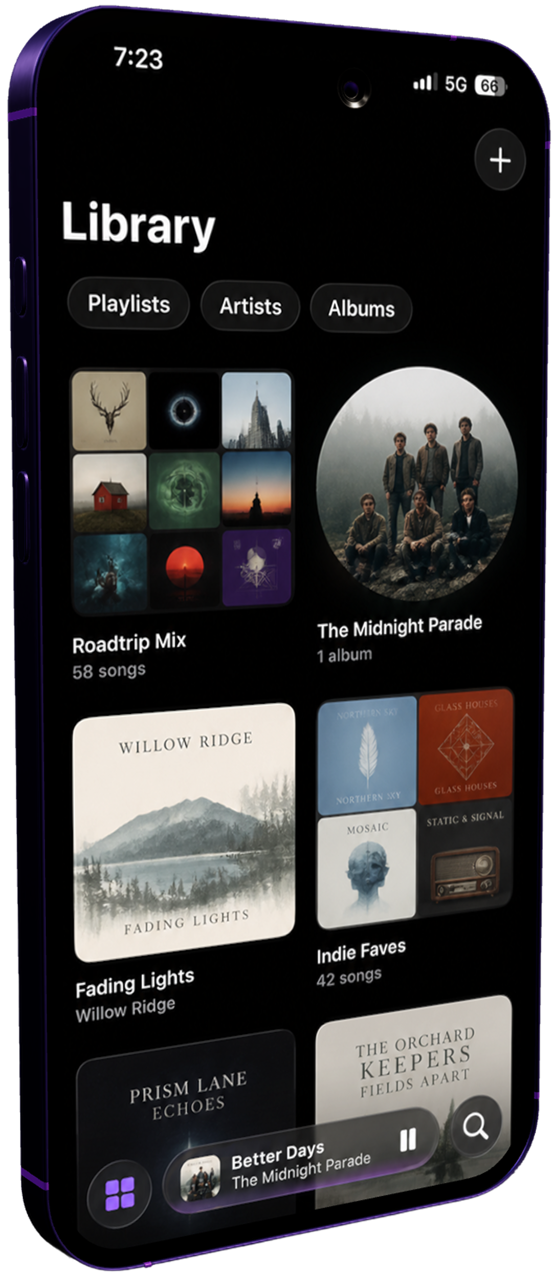 Gertrude Music library on iPhone